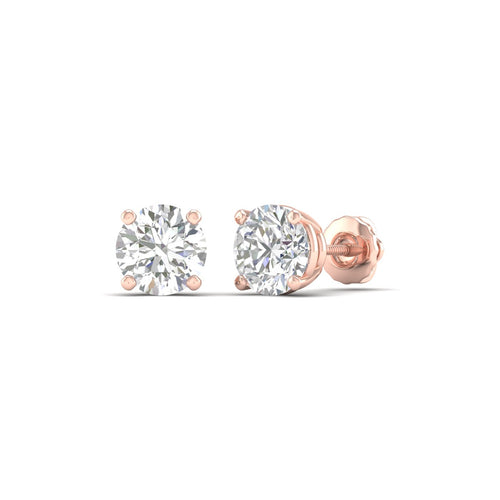 1 1/2 ctw Classic Round Lab Grown Solitaire Ear Stud
