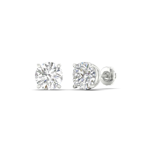 2 ctw Classic Round Lab Grown Solitaire Ear Stud