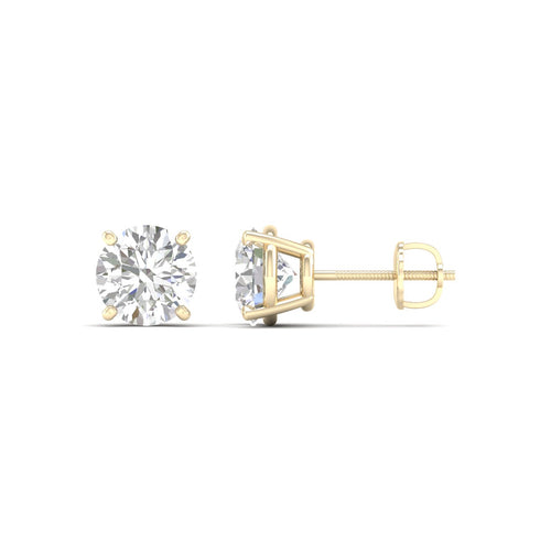 2 ctw Classic Round Lab Grown Solitaire Ear Stud