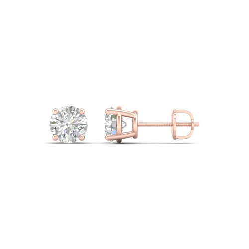 1 ctw Classic Round Lab Grown Solitaire Ear Stud