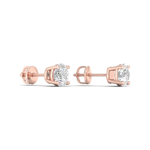 1 ctw Classic Round Lab Grown Solitaire Ear Stud