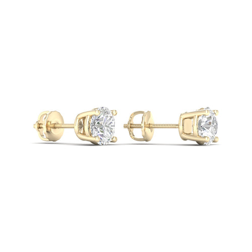 1 ctw Classic Round Lab Grown Solitaire Ear Stud