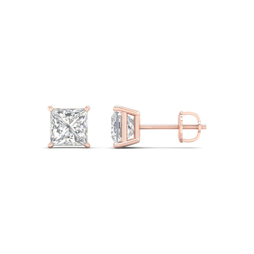 1 1/2 ctw Classic Princess Lab Grown Solitaire Ear Stud