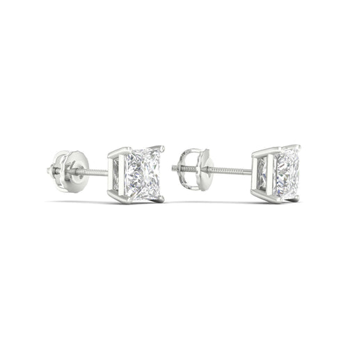 1 1/2 ctw Classic Princess Lab Grown Solitaire Ear Stud