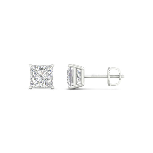 1 1/2 ctw Classic Princess Lab Grown Solitaire Ear Stud