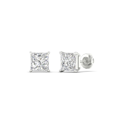 1 1/2 ctw Classic Princess Lab Grown Solitaire Ear Stud