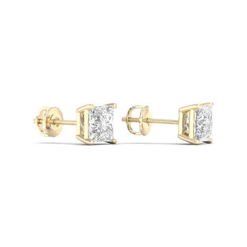 1 1/2 ctw Classic Princess Lab Grown Solitaire Ear Stud