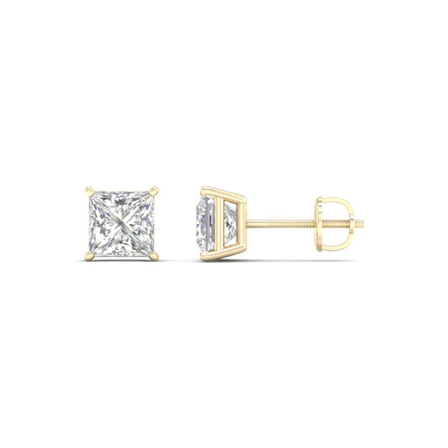 1 1/2 ctw Classic Princess Lab Grown Solitaire Ear Stud