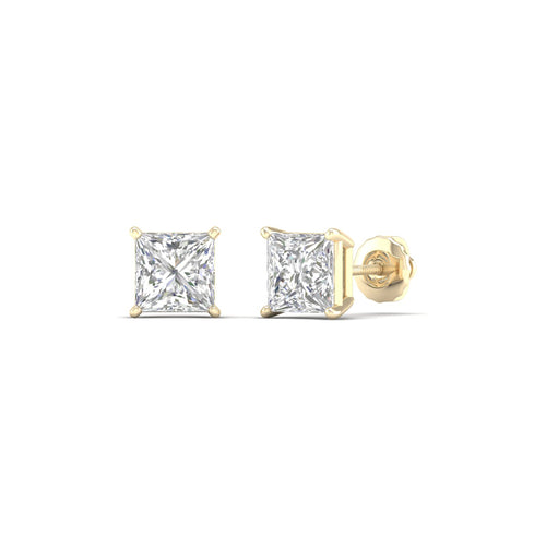 1 1/2 ctw Classic Princess Lab Grown Solitaire Ear Stud
