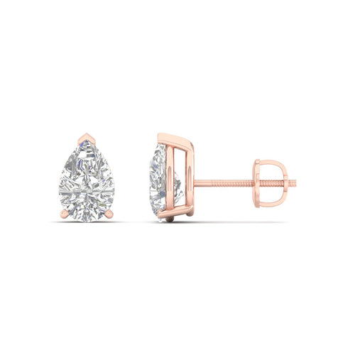 1 1/2 ctw Classic Pear Lab Grown Solitaire Ear Stud