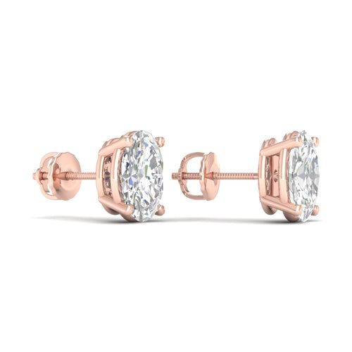 3 Ctw Classic Oval Lab Grown Solitaire Ear Stud