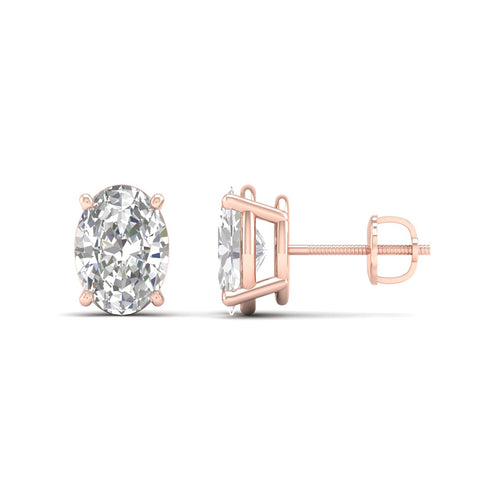 3 Ctw Classic Oval Lab Grown Solitaire Ear Stud