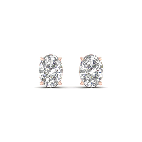 3 Ctw Classic Oval Lab Grown Solitaire Ear Stud