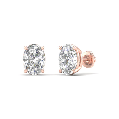 3 Ctw Classic Oval Lab Grown Solitaire Ear Stud