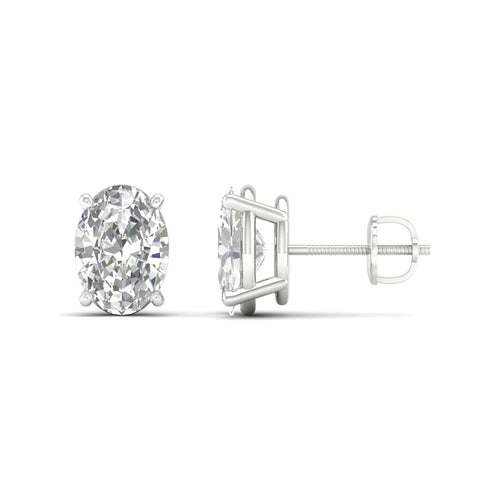 3 Ctw Classic Oval Lab Grown Solitaire Ear Stud