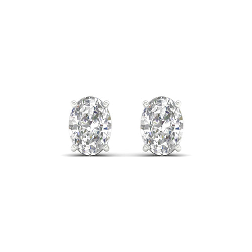 3 Ctw Classic Oval Lab Grown Solitaire Ear Stud