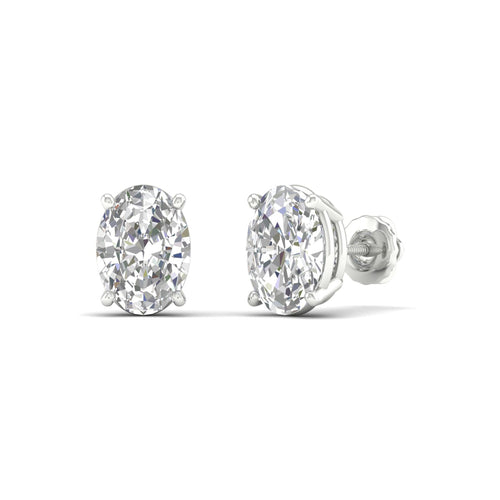 3 Ctw Classic Oval Lab Grown Solitaire Ear Stud