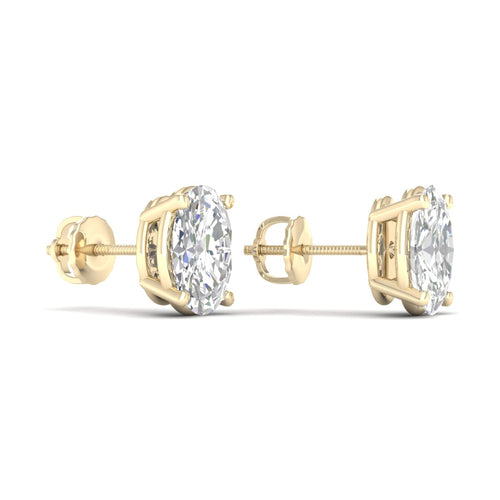 3 Ctw Classic Oval Lab Grown Solitaire Ear Stud