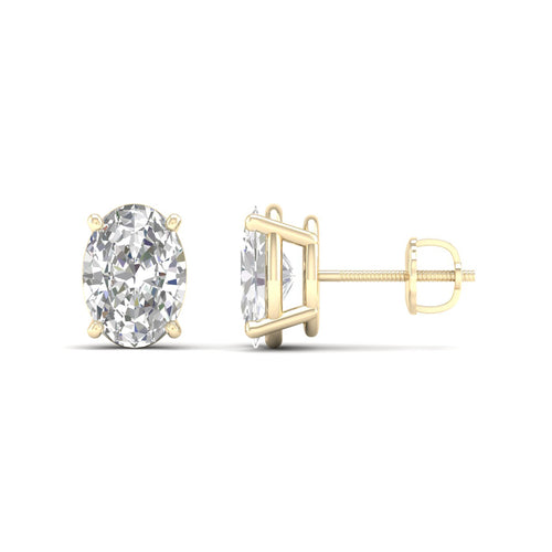 3 Ctw Classic Oval Lab Grown Solitaire Ear Stud