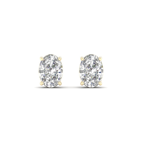 3 Ctw Classic Oval Lab Grown Solitaire Ear Stud