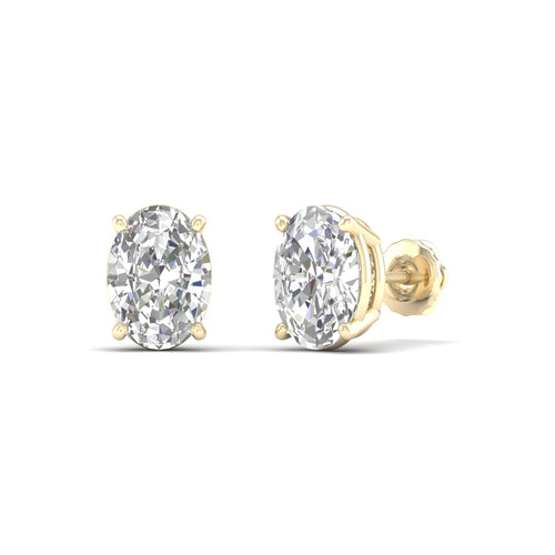 3 Ctw Classic Oval Lab Grown Solitaire Ear Stud