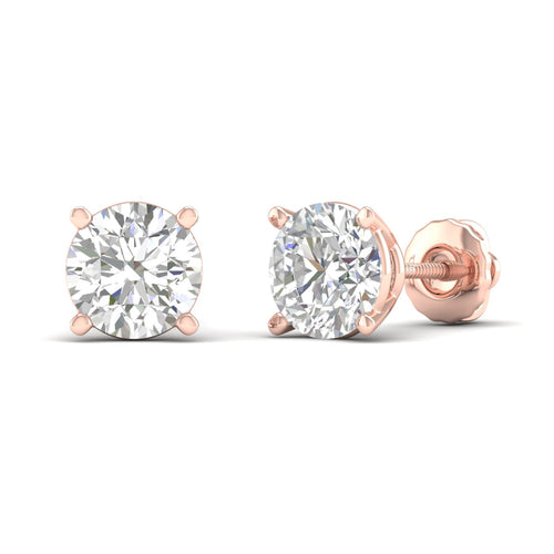 8 ctw Classic Round Lab Grown Solitaire Ear Stud