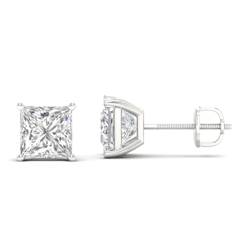 10 ctw Classic Princess Lab Grown Solitaire Ear Stud