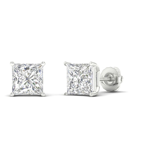 10 ctw Classic Princess Lab Grown Solitaire Ear Stud