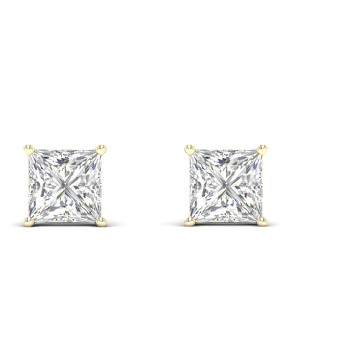 10 ctw Classic Princess Lab Grown Solitaire Ear Stud