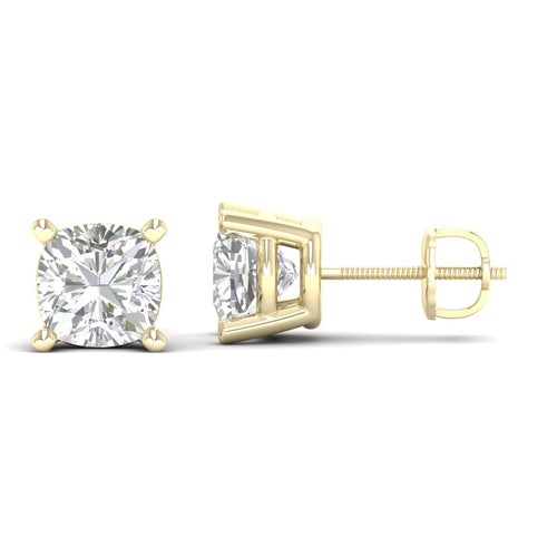 10 ctw Classic Cushion Lab Grown Solitaire Ear Stud