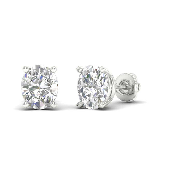 10 ctw Classic Oval Lab Grown Solitaire Ear Stud