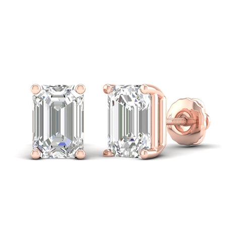 10 ctw Classic Emerald Lab Grown Solitaire Ear Stud