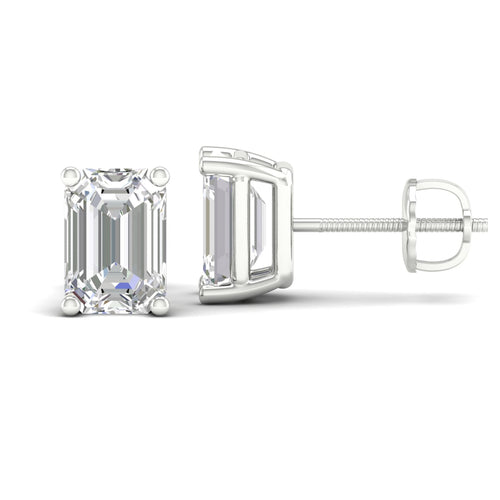 10 ctw Classic Emerald Lab Grown Solitaire Ear Stud