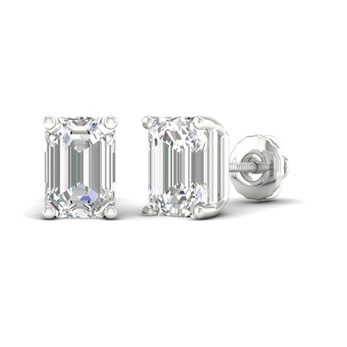 10 ctw Classic Emerald Lab Grown Solitaire Ear Stud