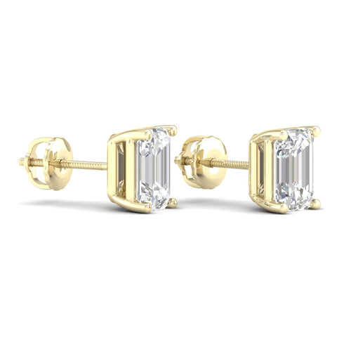 10 ctw Classic Emerald Lab Grown Solitaire Ear Stud