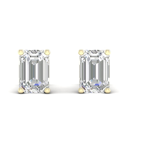 10 ctw Classic Emerald Lab Grown Solitaire Ear Stud