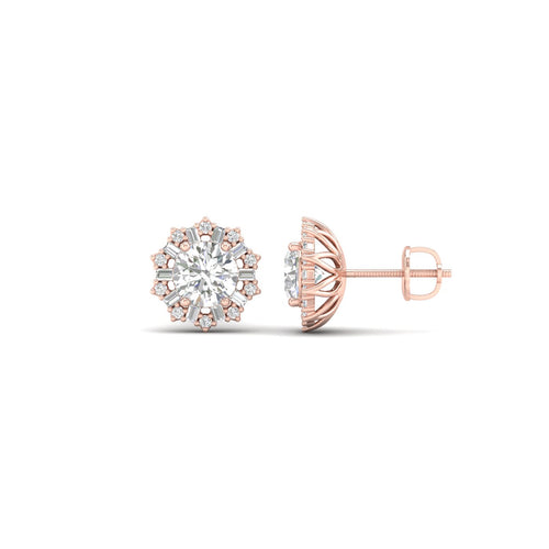 1 1/2 Ctw Blossom Lab Grown Halo Ear Stud