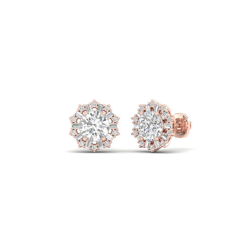 1 1/2 Ctw Blossom Lab Grown Halo Ear Stud