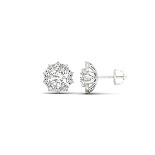 1 1/2 Ctw Blossom Lab Grown Halo Ear Stud