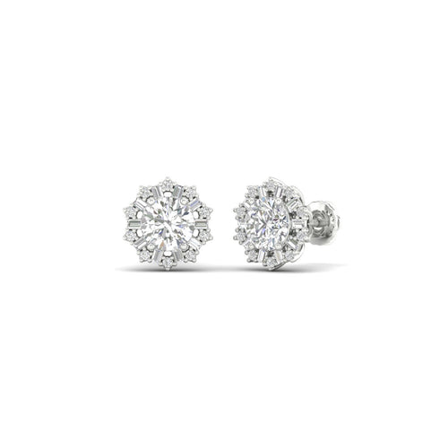 1 1/2 Ctw Blossom Lab Grown Halo Ear Stud
