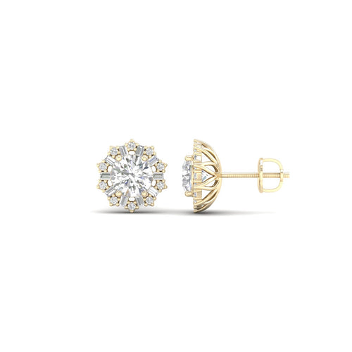 1 1/2 Ctw Blossom Lab Grown Halo Ear Stud