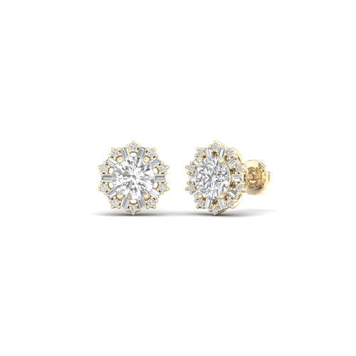 1 1/2 Ctw Blossom Lab Grown Halo Ear Stud