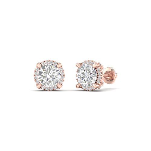 2 1/4 ctw Round Lab Grown Halo Stud Earring