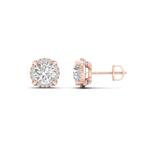 2 1/4 ctw Round Lab Grown Halo Stud Earring