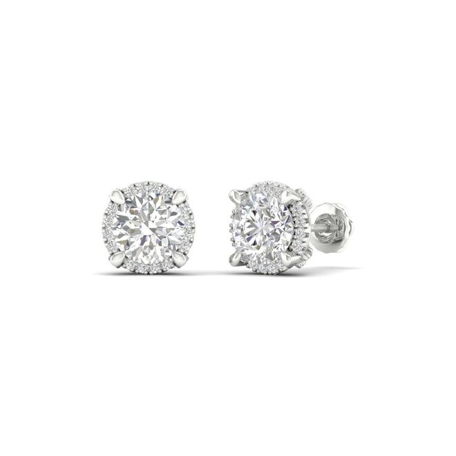 2 1/4 ctw Round Lab Grown Halo Stud Earring
