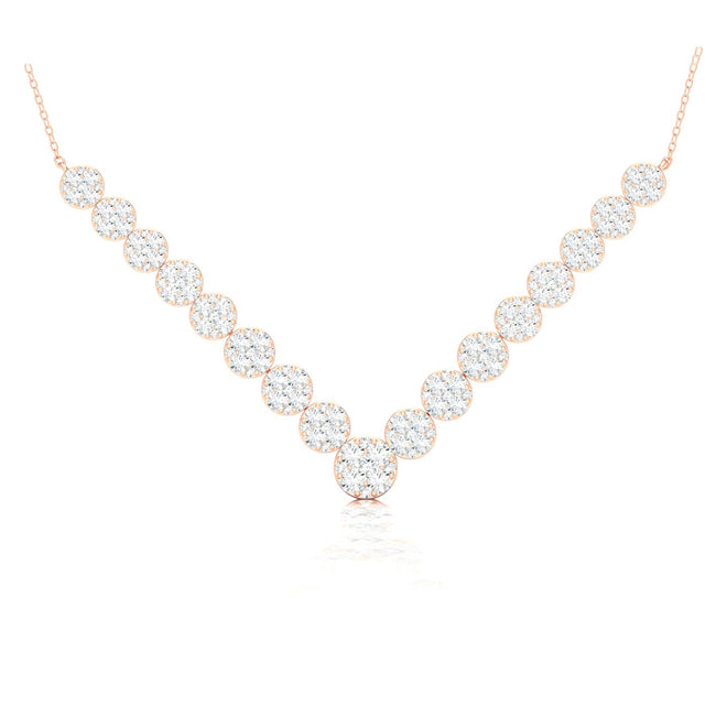3 Ctw Chevron Cluster Graduating Fashion Necklace