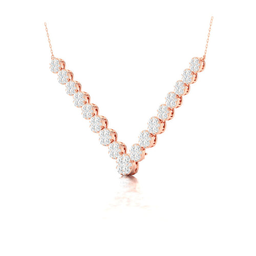 3 Ctw Chevron Cluster Graduating Fashion Necklace