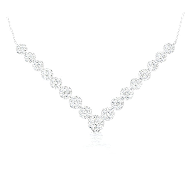 3 Ctw Chevron Cluster Graduating Fashion Necklace
