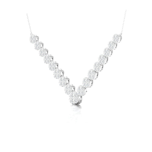 3 Ctw Chevron Cluster Graduating Fashion Necklace