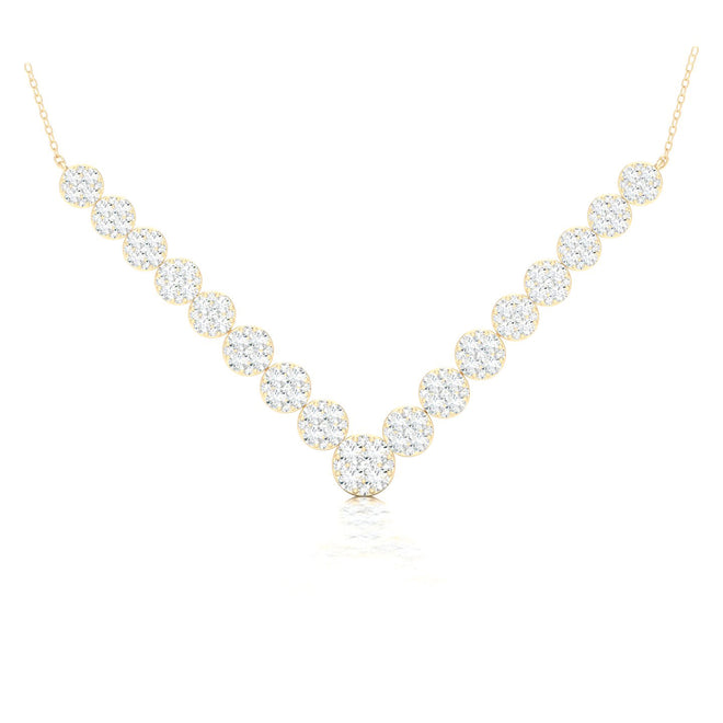 3 Ctw Chevron Cluster Graduating Fashion Necklace